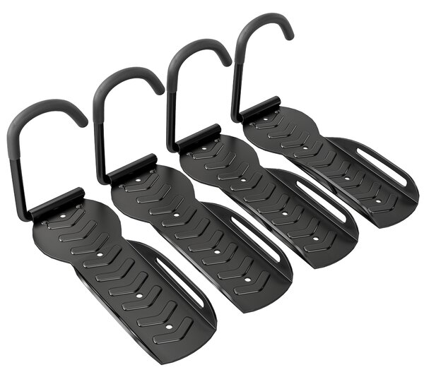 SPORTNOW 4 Pack Bike Rack, Wall Mounted Bicycle Hanger Hook, Foldable Garage Bike Wall Rack, Bicycle Storage Holder for Indoor Outdoor Use