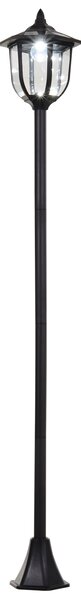 Outsunny 1.77m Tall Free-Standing ABS Garden Solar LED Lamp Post Black Aosom UK