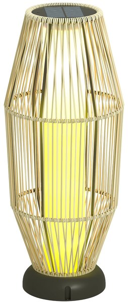 Outsunny Garden Rattan Lamp, 72 cm Tall Solar Rattan Floor Lamp, Solar Garden Light with Auto On/Off LED, IP44 for Outdoor, Porch, Pathway, Terrace, Grey