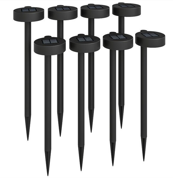 Outsunny Solar Lights Outdoor Garden Stake 8 Pack Pathway Lighting, Solar Stake Lights with Auto On/Off LED, IP44 Waterproof Plastic Outdoor Garden Lighting for Path, Patio and Landscape