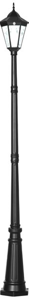 Outsunny Solar Sentinel: 2.4m LED Lamp Post Light, Aluminium Frame, PIR Motion Sensor, Ebony Black Aosom UK