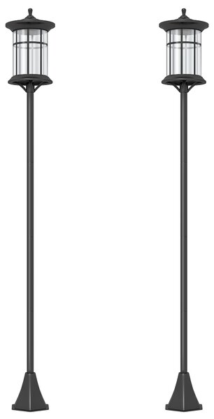 Outsunny Set of Two 1.8m Traditional Style Solar Lamp Posts - Black