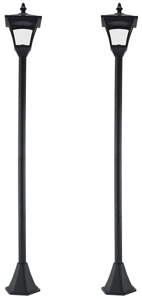 Outsunny Set of 2 Outdoor Garden Solar Post Lamp Sensor Dimmable LED Lantern Bollard IP44 Energy-saving 1.2M Tall, Black Aosom UK