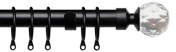 25-28mm Pristine Crystal Pole Extendable Curtain Pole Black