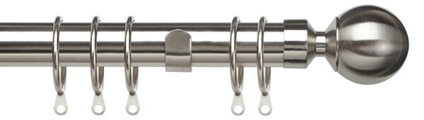 25-28mm Pristine Ball Pole Extendable Curtain Pole Satin Silver