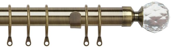 25-28mm Pristine Crystal Pole Extendable Curtain Pole Antique Brass