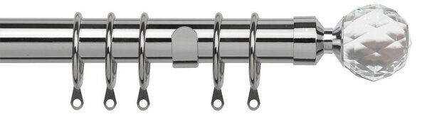 25-28mm Pristine Crystal Pole Extendable Curtain Pole Chrome