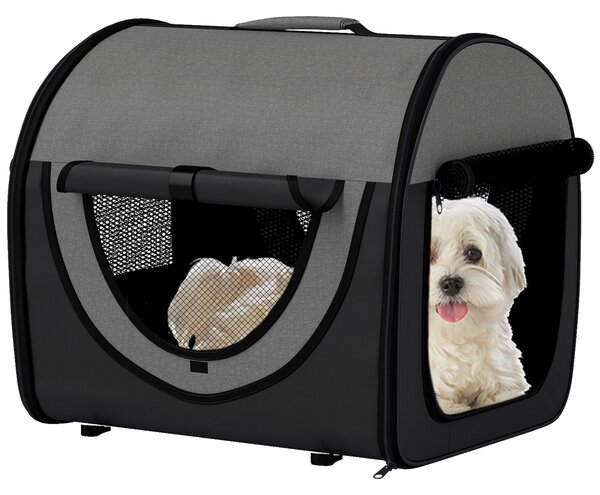 Pawhut Folding Fabric Soft Pet Crate, 46Lx36Wx41H cm - Black