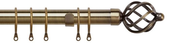 25-28mm Pristine Cage Pole Extendable Curtain Pole Antique Brass