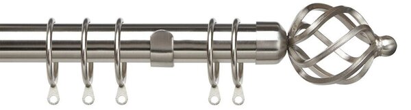 25-28mm Pristine Cage Pole Extendable Curtain Pole Satin Silver