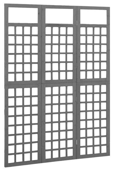 3-Panel Room Divider/Trellis Solid Fir Wood Black 121x180 cm