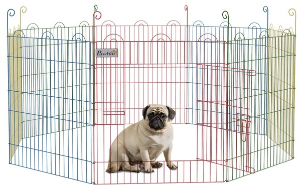 PawHut Pet Playpen Crate, with Eight Panels, Door, for Indoors and Outdoors, 60H x Φ156cm Aosom UK