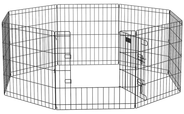 PawHut 8 Panel Dog Playpen Puppy Pen Rabbits Guinea Metal Crate Pet Cage Run Indoor Outdoor, 61x61 cm Aosom UK