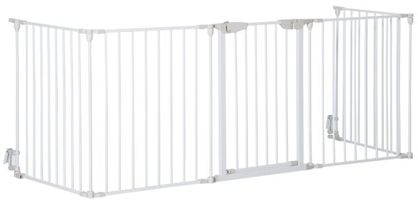 PawHut Pet Safety Gate, 5-Panel Metal Playpen, Fireplace, Christmas Tree Fence, Stair Barrier, Room Divider, Door, Lock Aosom UK