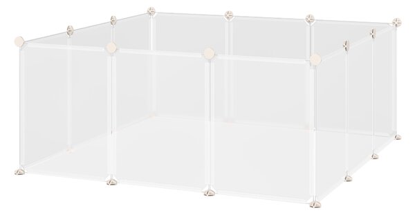 PawHut Pet Playpen DIY Small Guinea Pigs Hutches Open Enclosure Portable Plastic Fence 12 Panels for Kitten Bunny Chinchilla White Aosom UK