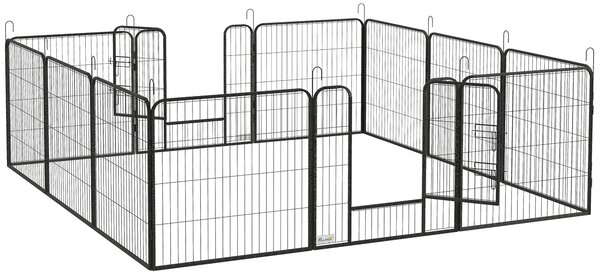 PawHut Heavy Duty 12 Panel Puppy Playpen, Versatile Pet Exercise Pen for Small/Medium Dogs, Indoor/Outdoor Use Aosom UK