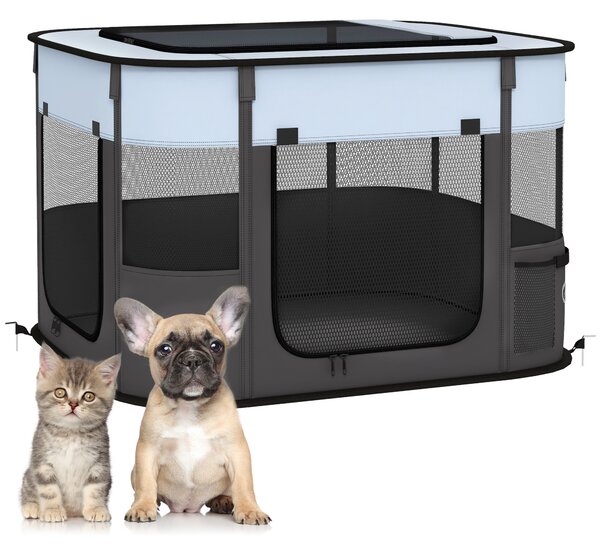 PawHut Foldable Dog Pen with Storage Bag for Indoor/Outdoor Use, Grey Aosom UK