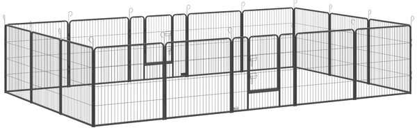 PawHut 16 Panels Heavy Duty Puppy Playpen, for Small and Medium Dogs, Indoor and Outdoor Use - Grey Aosom UK