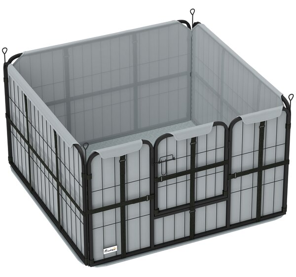 PawHut Steel Dog Whelping Box with Washable Pee Pad, Windproof Cloth, Lockable Door, for Small & Medium Dogs, 102 x 102 x 60cm