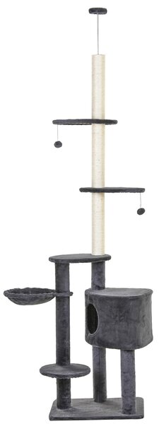 PawHut Vertical Cat Tree: Adjustable Height, Carpeted Platforms, Condo & Sisal Posts Aosom UK