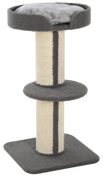PawHut 81cm Cat Tree with Sisal Scratching Post, Cat Tower Kitten Activity Center climbing frame with large platform Lamb Cashmere Perch, Grey