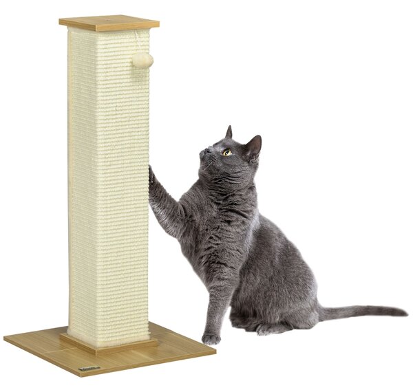 PawHut Tall Cat Scratching Post, 80cm Sisal Rope Climbing Tree with Play Ball, Durable Pet Activity Centre Aosom UK