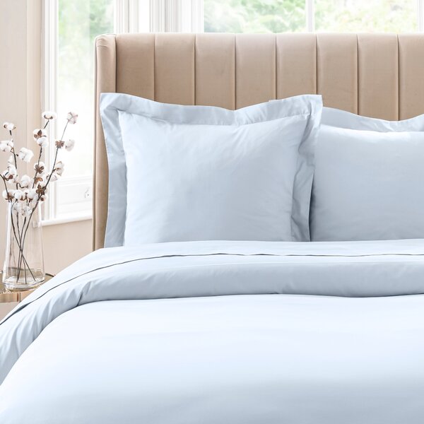 Dorma 300 Thread Count 100% Cotton Sateen Plain Continental Square Pillowcase Blue