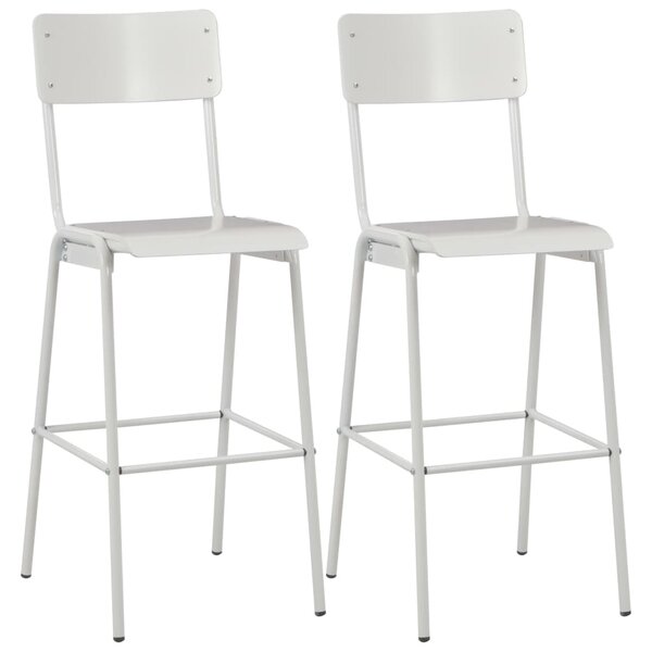 Bar Chairs 2 pcs White Solid Plywood Steel