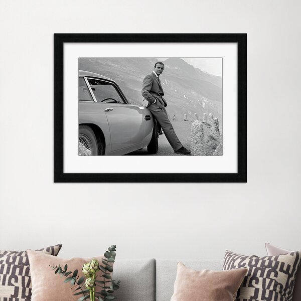 James Bond Aston Martin Framed Print Black and white