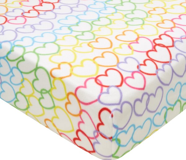 Catherine Lansfield Rainbow Hearts Cosy Fleece Fitted Sheet