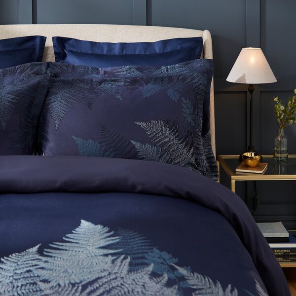 Dorma Winter Fern 300 Thread Count Oxford Pillowcase Pair Navy (Blue)