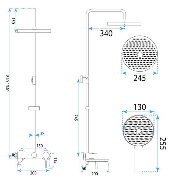 Shower set PREMIUM Rea Maxim Brush Copper