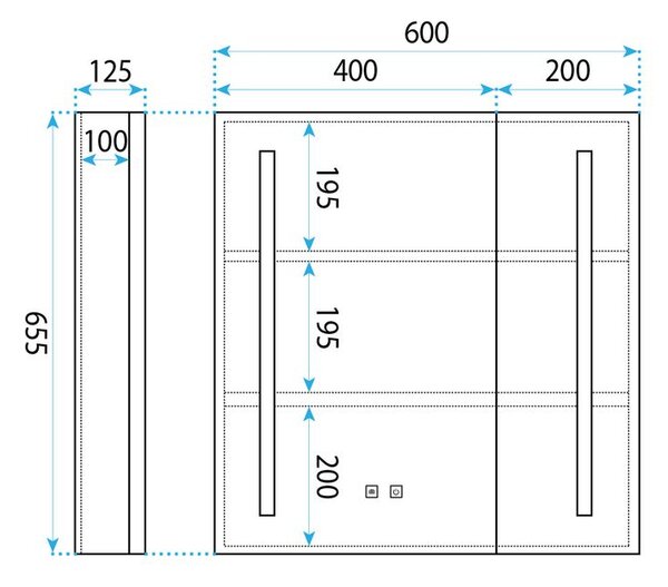 LED mirror cabinet M1015-60 60x65