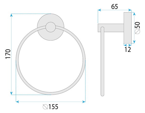 Bathroom hanger Ring 6610 Modern Brush Copper