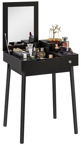 HOMCOM Dressing Table with Flip-up Mirror, Makeup Desk with 2 Drawers, Vanity Table Writing Desk for Bedroom Living Room, Black