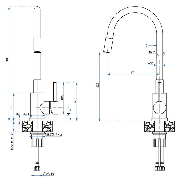 Stainless steel sink LUKE 110 WORKSTATION BRUSH NICKEL