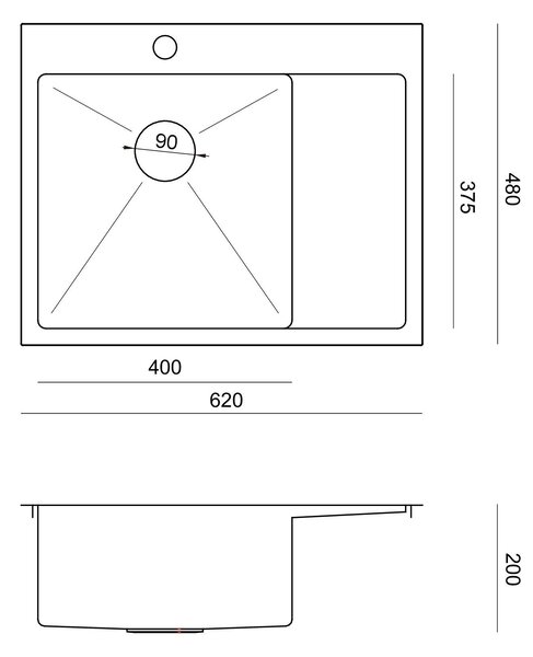 Stainless steel sink RUSSEL 116 Gold