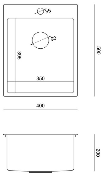 Stainless steel sink RUSSEL 90 BRUSH NICKEL