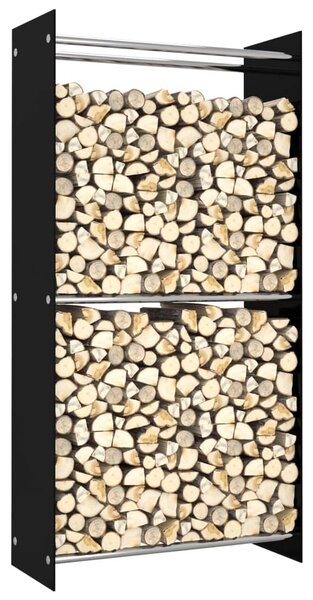 Firewood Rack Black 80x35x160 cm Glass