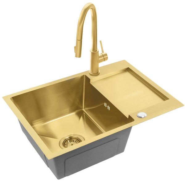 Stainless steel sink Paul BRUSH GOLD