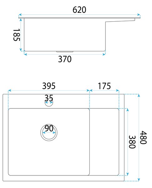 Stainless steel sink Fin Black
