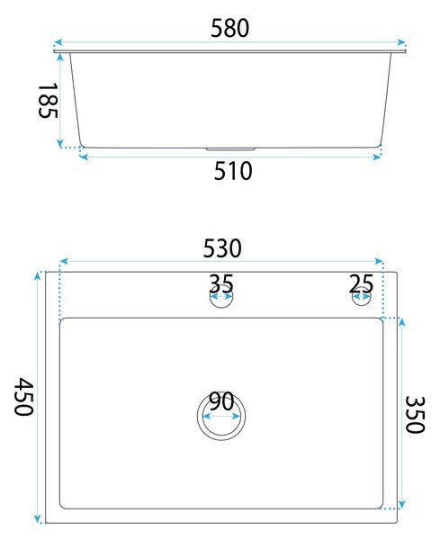 Stainless steel sink Liam BRUSH NICKEL