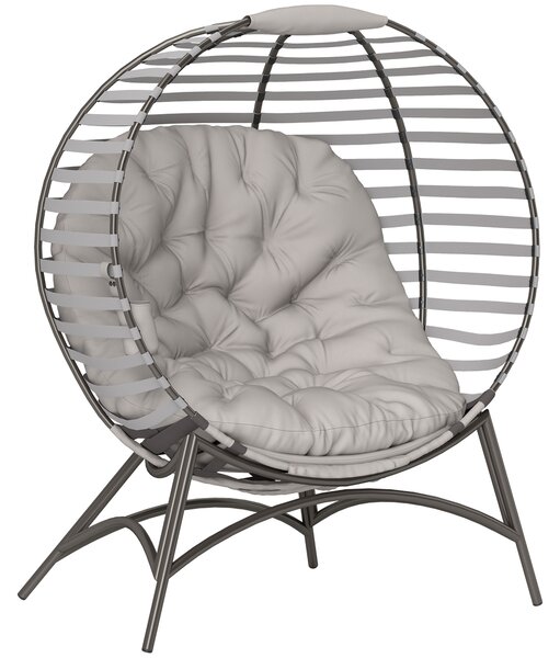 Outsunny Egg Chair with Cushion & Side Pocket - Light Grey