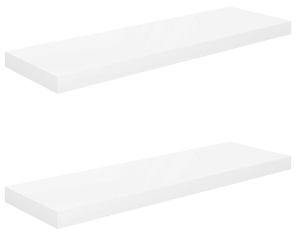 Floating Wall Shelves 2 pcs High Gloss White 80x23.5x3.8 cm MDF