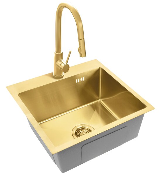 Stainless steel sink Leo 50 BRUSH GOLD