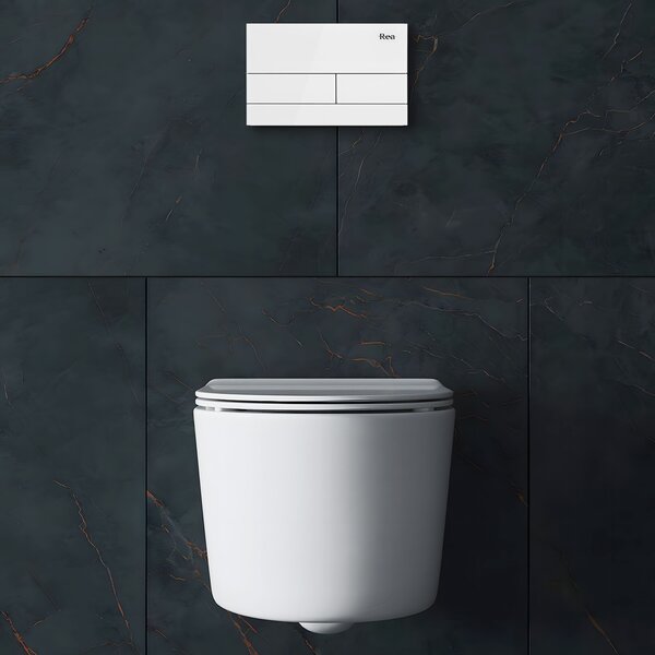 Toilet Flush Button K011A-Q Rea T White Glass