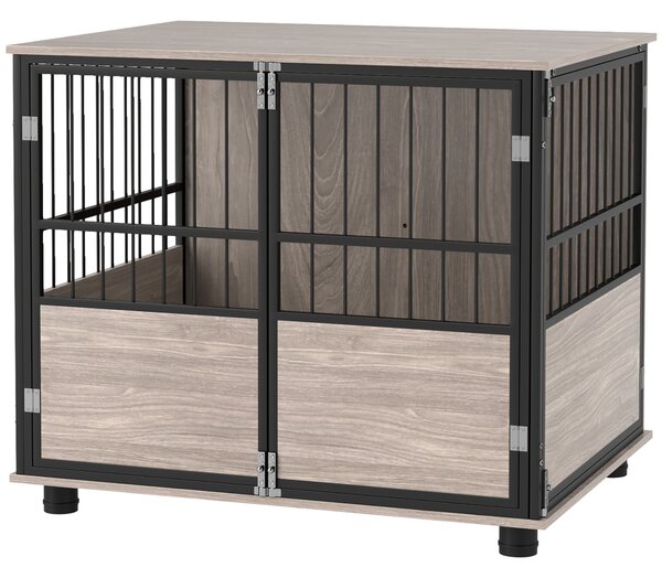PawHut XL Dog Crate Dog Cage End Table Indoor with 3 Doors Soft Washable Cushion, for Large Sized Dogs, 80cm Aosom UK