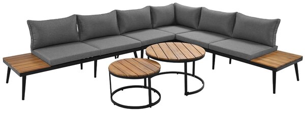 Modular Garden Sofa Set with Washable Zip-Off Cushion Covers, Versatile Garden Lounge Set for Patio, 160L × 64W × 75H cm, Gray Aosom UK