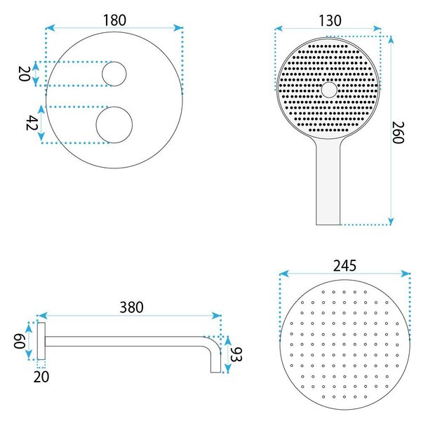 Shower system Rea Maxim Brush Copper + BOX