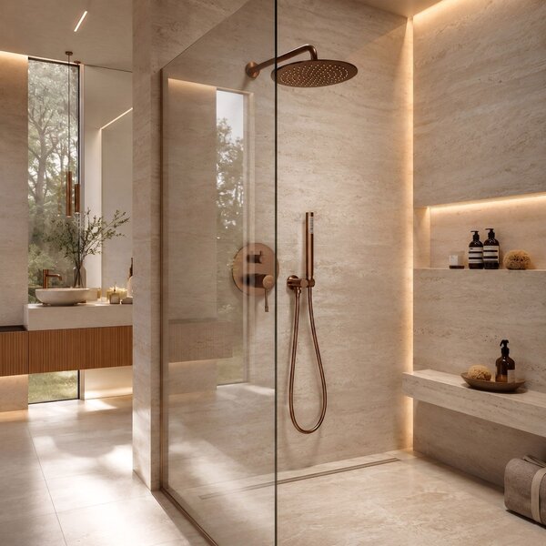 Shower system Rea Lungo Diamond Brush Copper + BOX